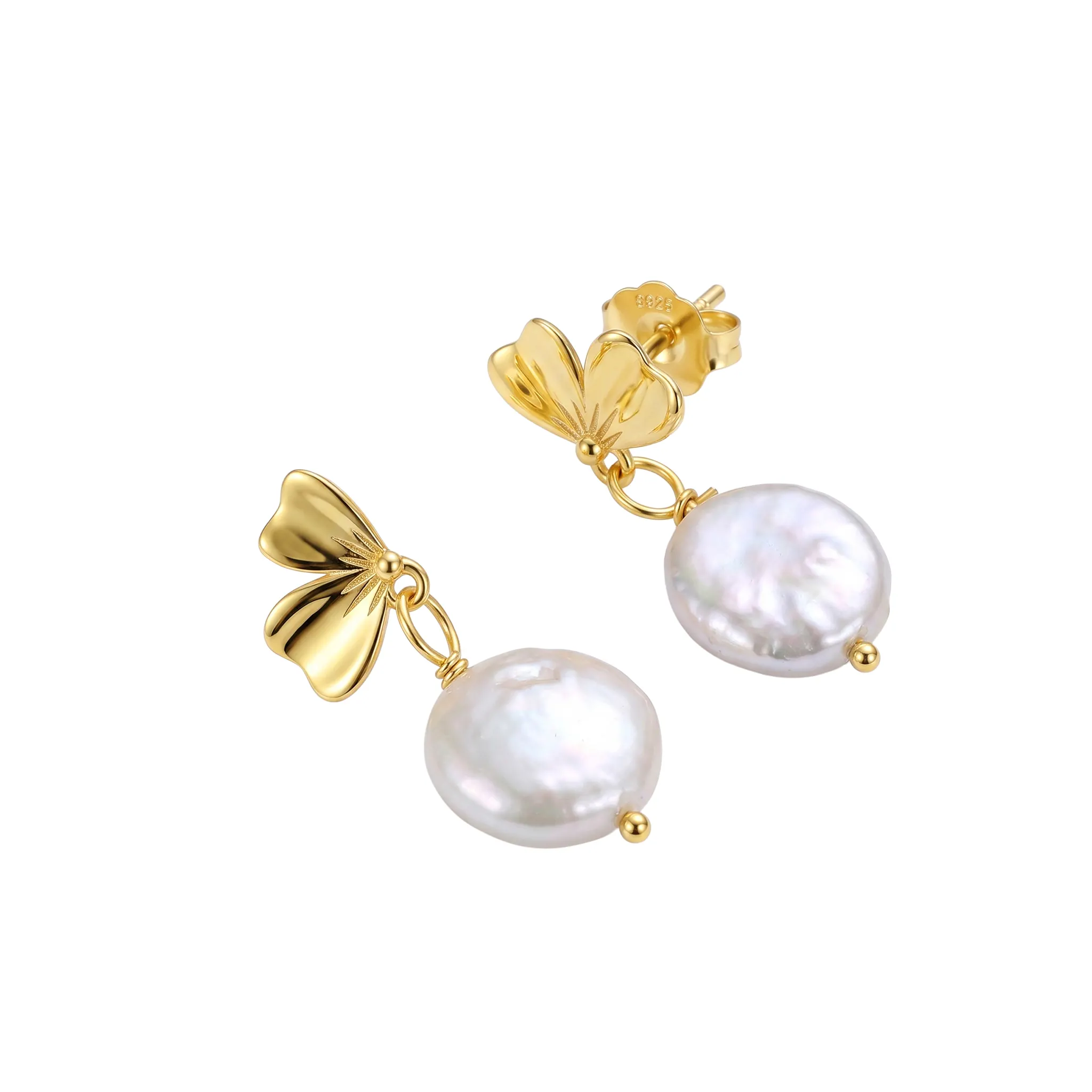 Cercei din Argint cu Perle Naturale de Cultură Blossom Coin Pearl [1]