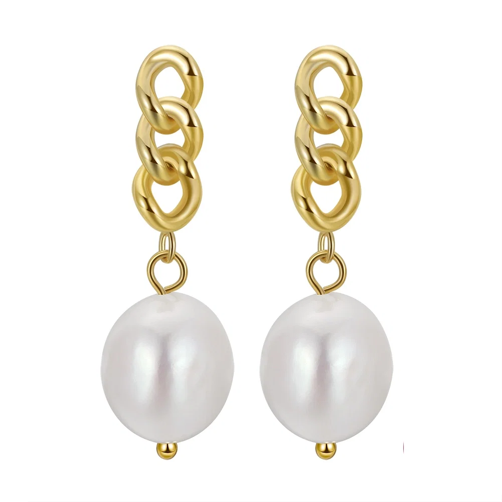 Cercei din Argint cu Perle Naturale de Cultură Golden Pearl Charm [1]