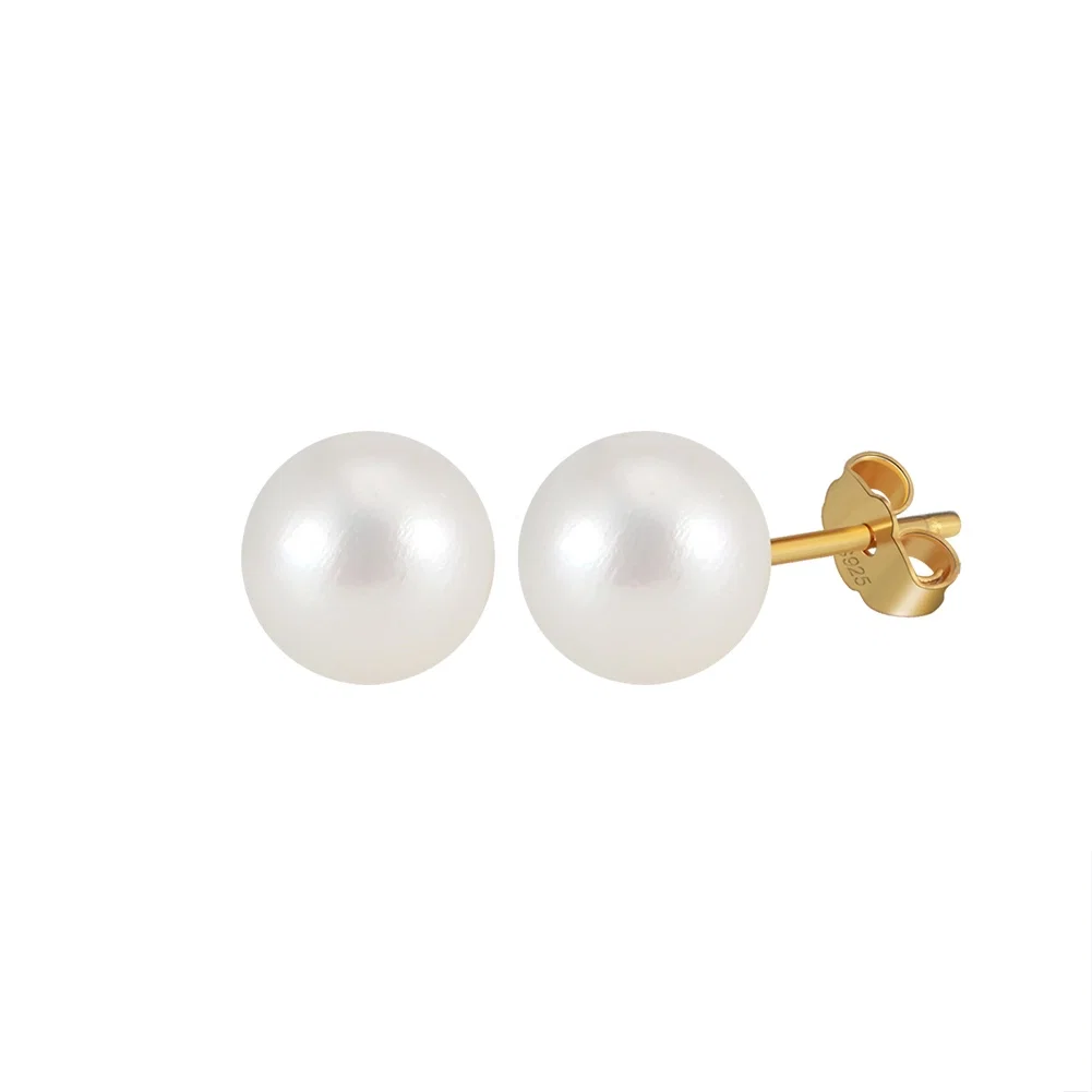 Cercei din Argint cu Perle Naturale de Cultură Sterling Gold [5]