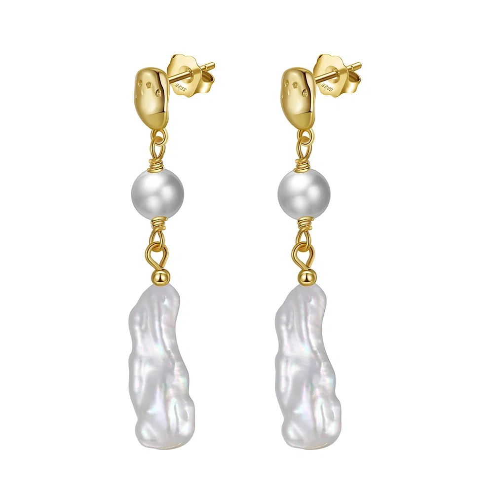 Cercei din Argint cu Perle Naturale de Cultură Sterling Gold [1]
