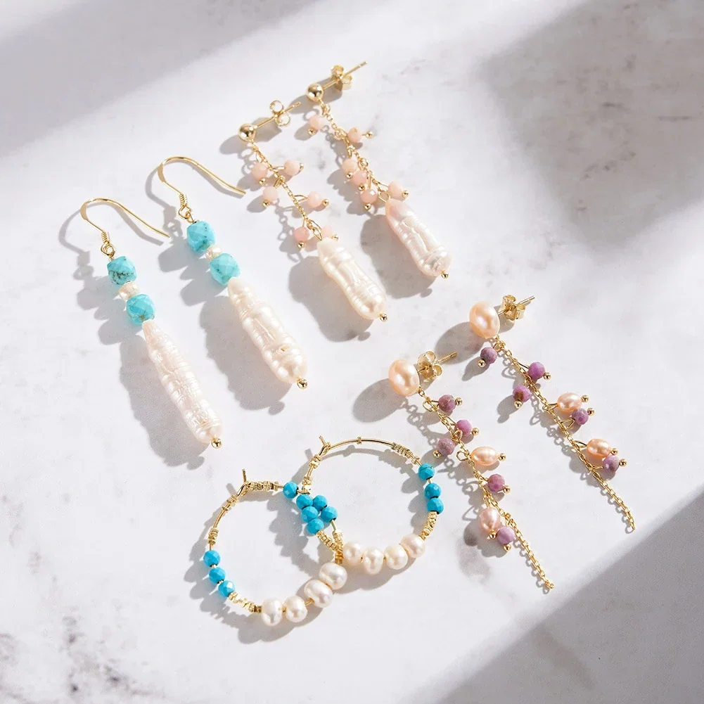 Cercei din Argint cu Perle Naturale și Piatră Turcoaz Elegance Earrings [5]
