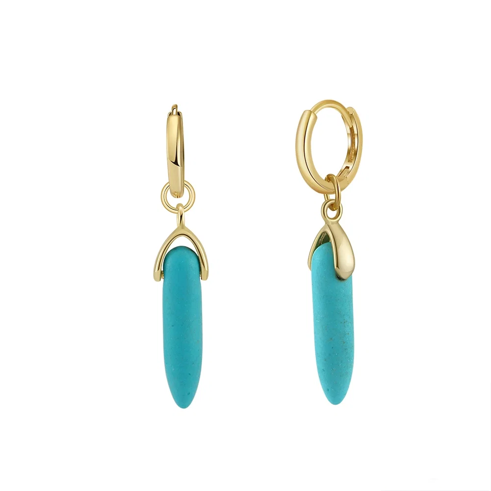 Cercei din Argint cu Piatră Naturală Turcoaz Elegant Turquoise Gold [1]