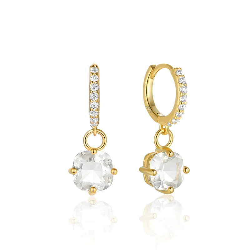 Cercei din Argint Elegant Drop Sparkle Hoops [1]