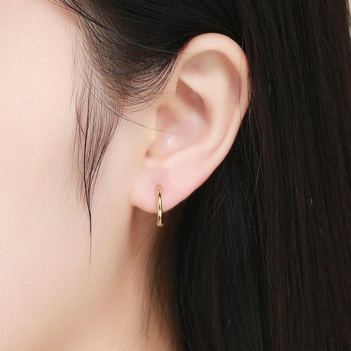 Cercei din argint Huggie Hoop Gold [2]