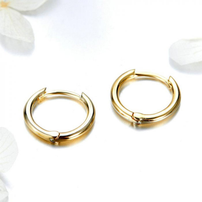 Cercei din argint Huggie Hoop Gold [3]