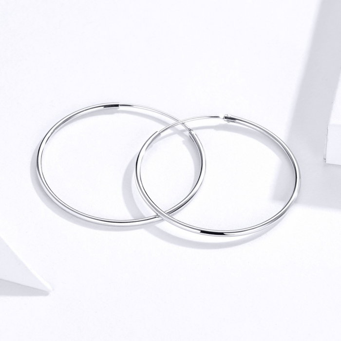 Cercei din argint Medium Round Hoop [4]