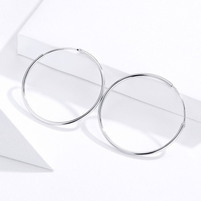 Cercei din argint Medium Round Hoop [5]
