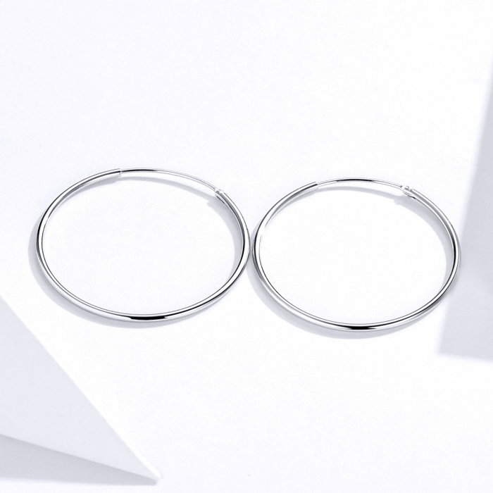 Cercei din argint Medium Round Hoop [3]