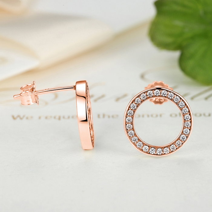 Cercei din argint Open Circle Rose [4]