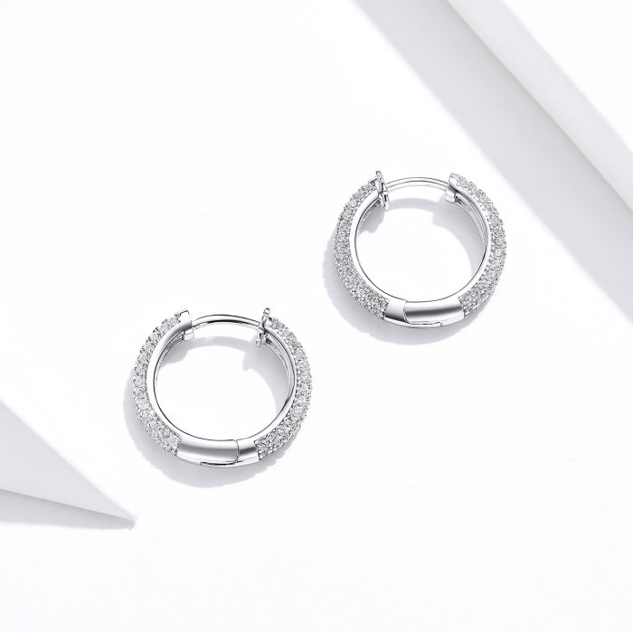 Cercei din argint Pave Lines Hoop [5]