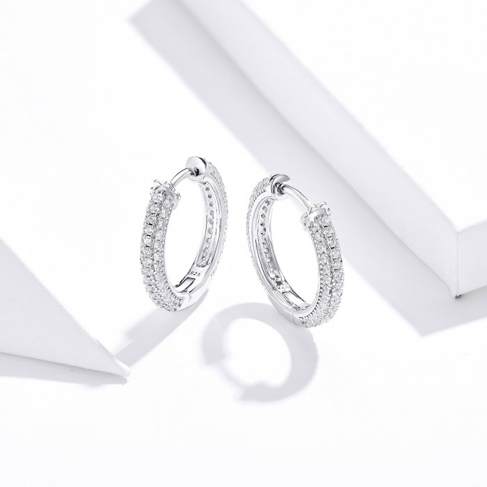 Cercei din argint Pave Lines Hoop [3]