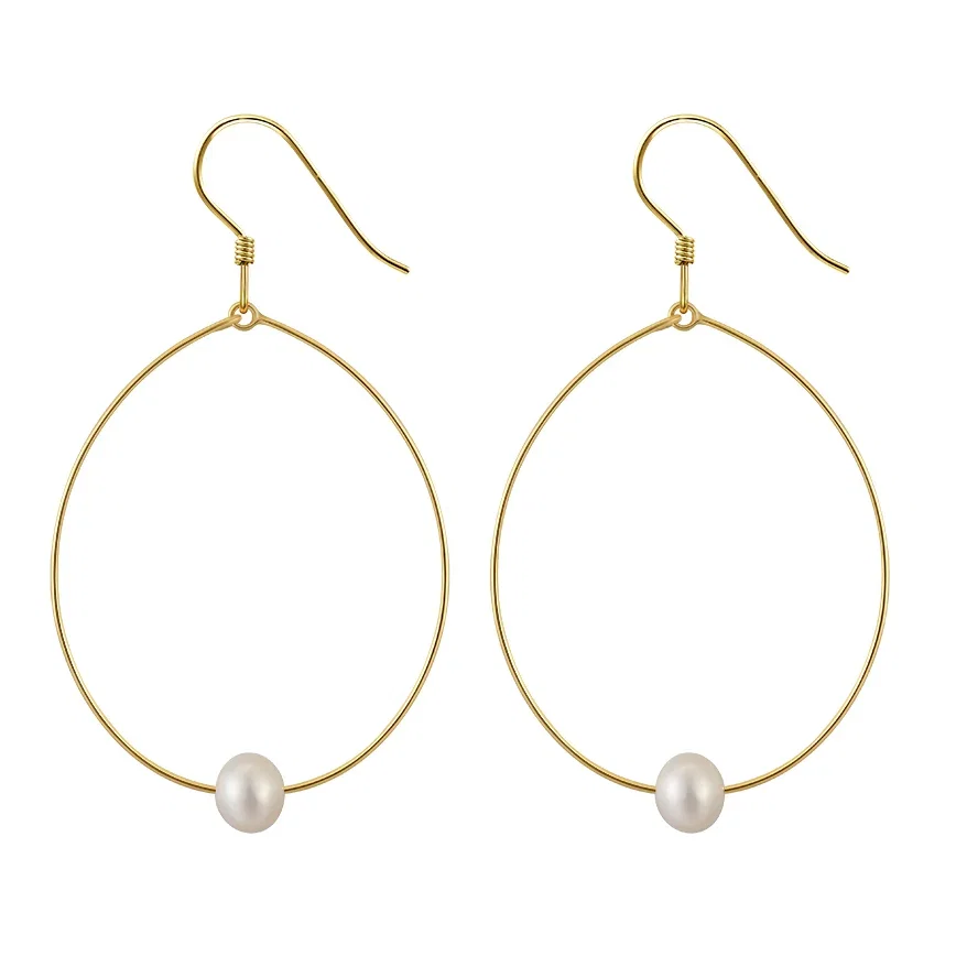 Cercei din Argint Pearl Orbit Hoops [1]