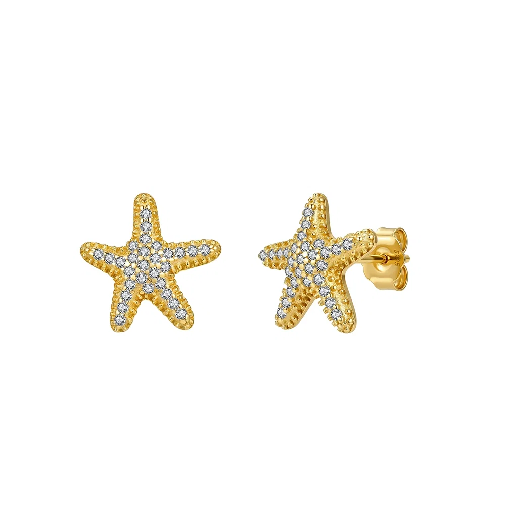 Cercei din argint Starfish Auriu [1]
