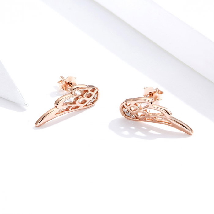 Cercei din argint Wing Studs Rose [2]