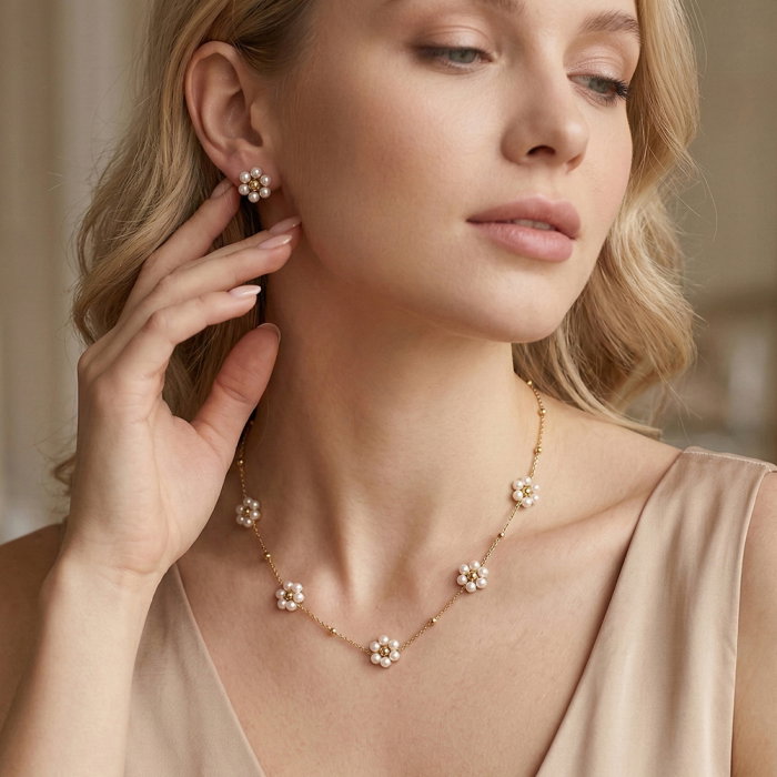 Cercei Statement Blossom Auriu [6]