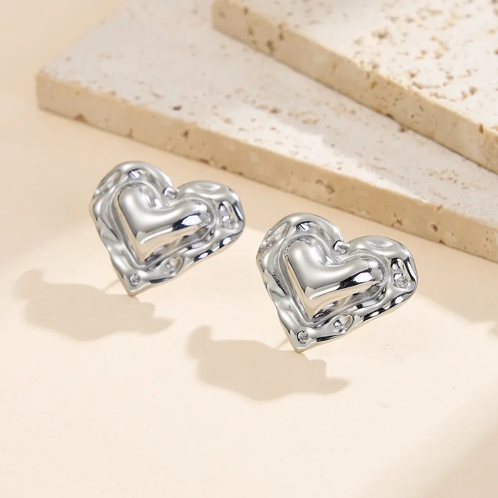 Cercei Statement Bold Heart Argintiu [2]