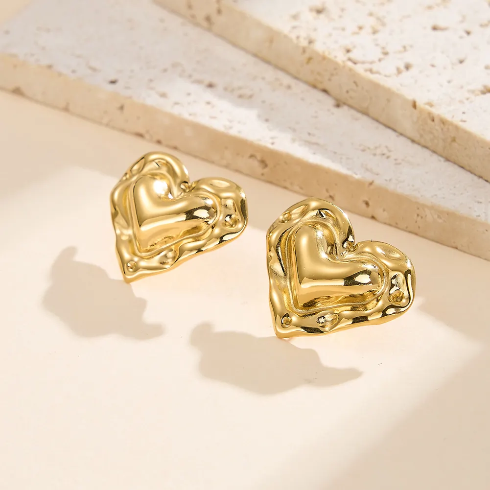 Cercei Statement Bold Heart Auriu [2]