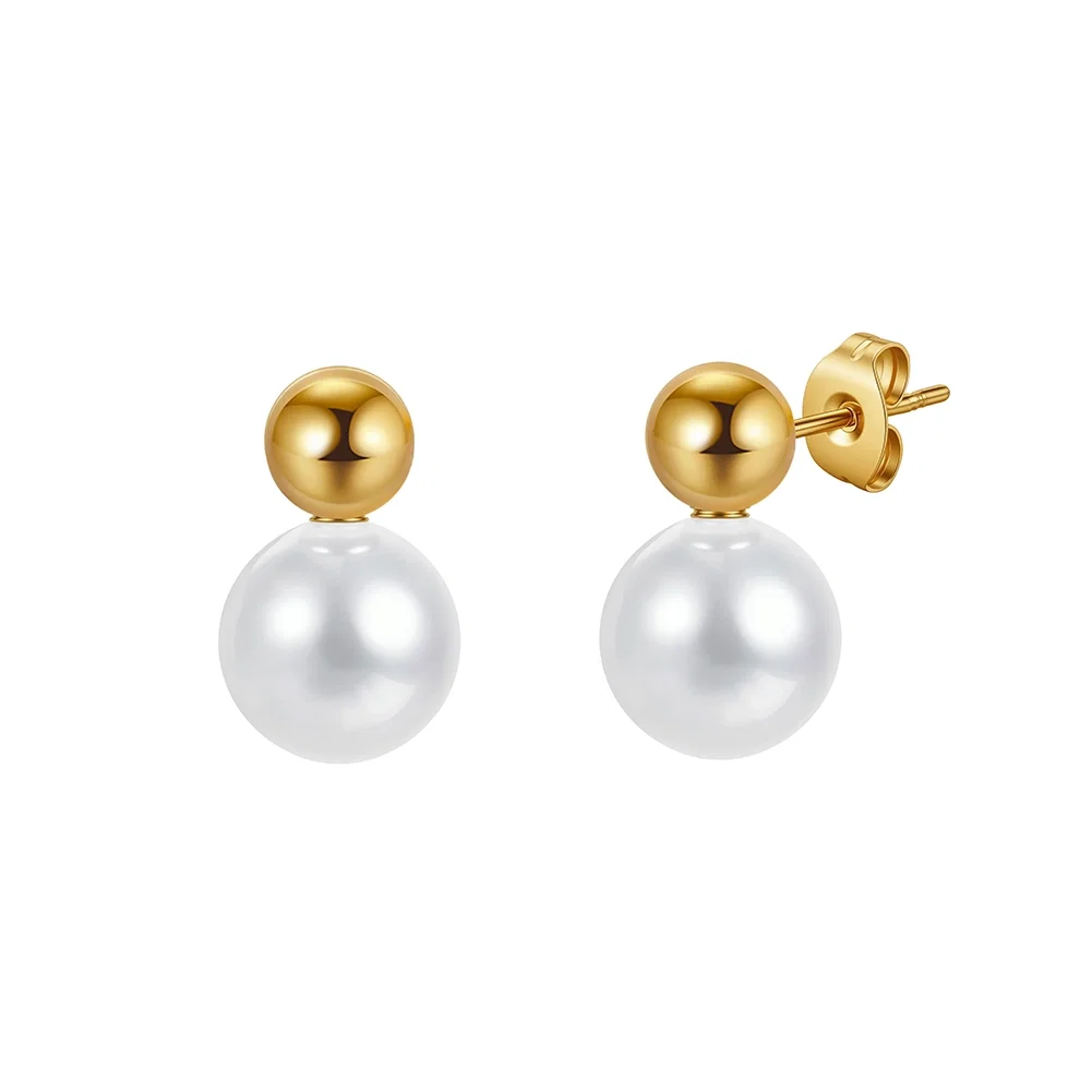 Cercei Statement cu Perle Shell Duo Auriu [1]