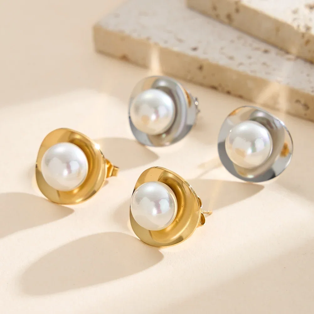 Cercei Statement cu Perle Shell Halo Argintiu [3]
