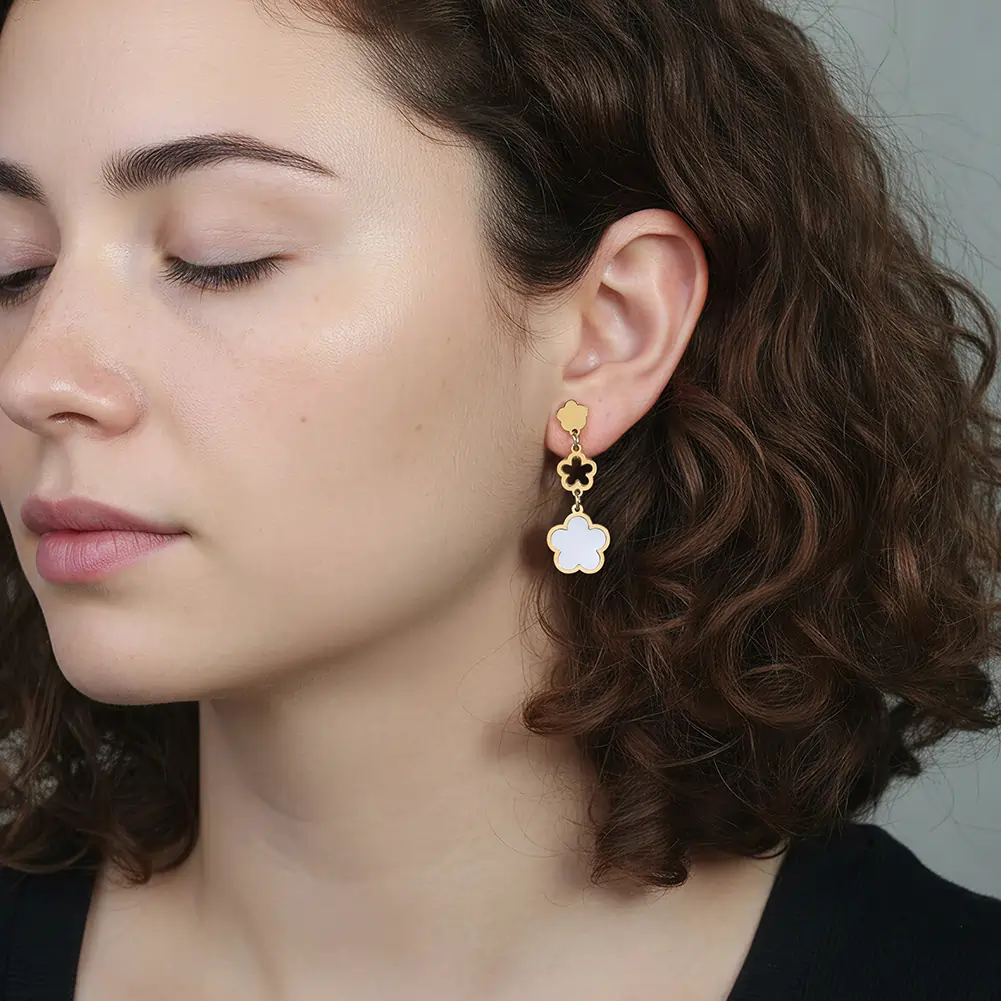 Cercei Statement Fleur Auriu [4]