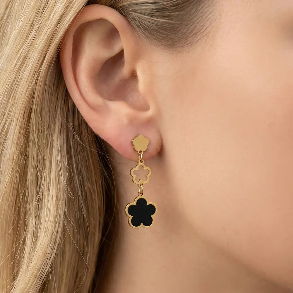 Cercei Statement Fleur Noir Auriu [3]