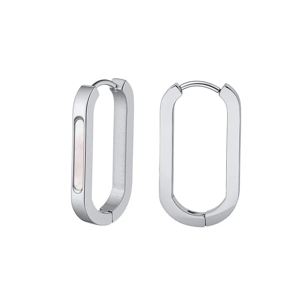 Cercei Statement Oval Shell Argintiu [1]