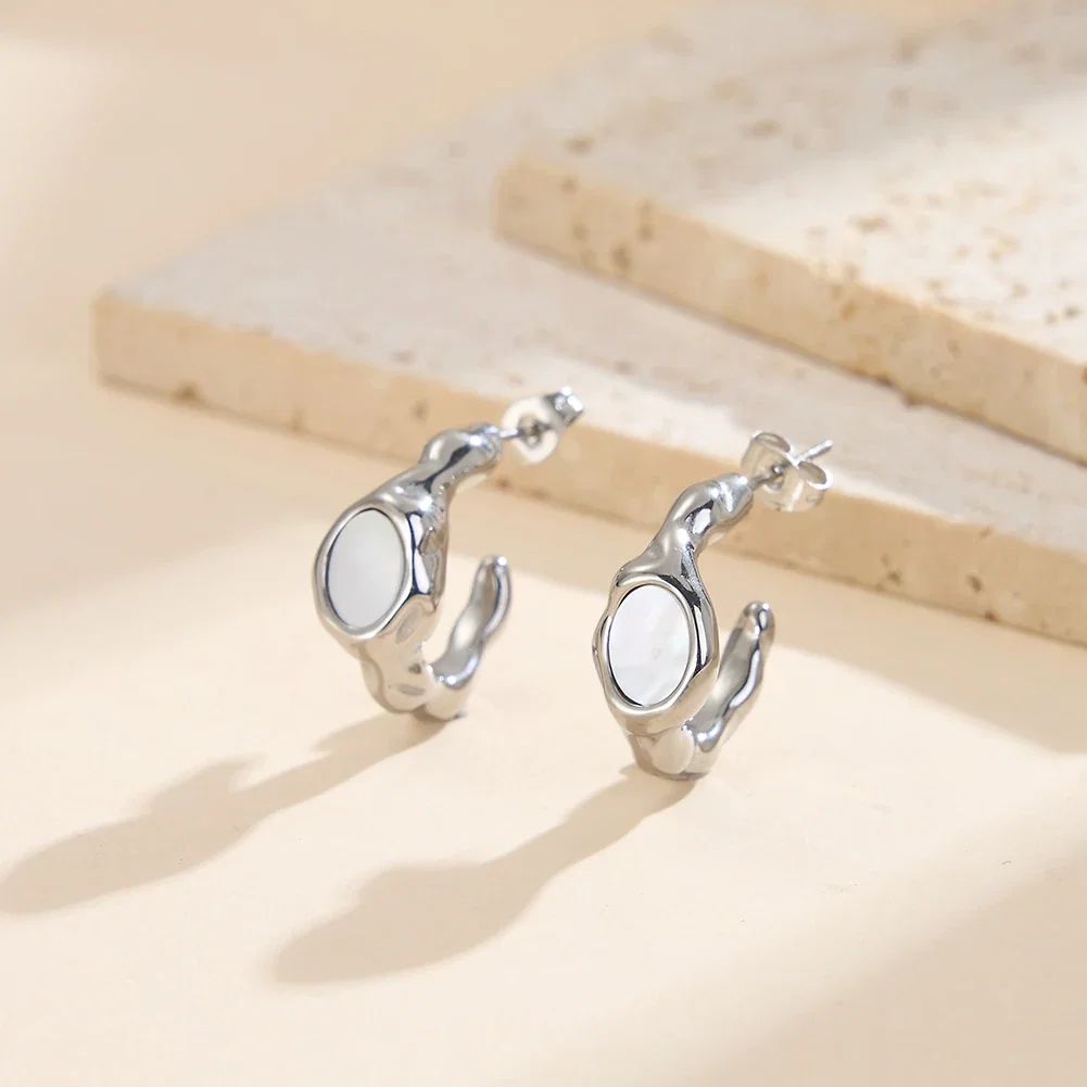 Cercei Statement Pebble Argintiu [3]