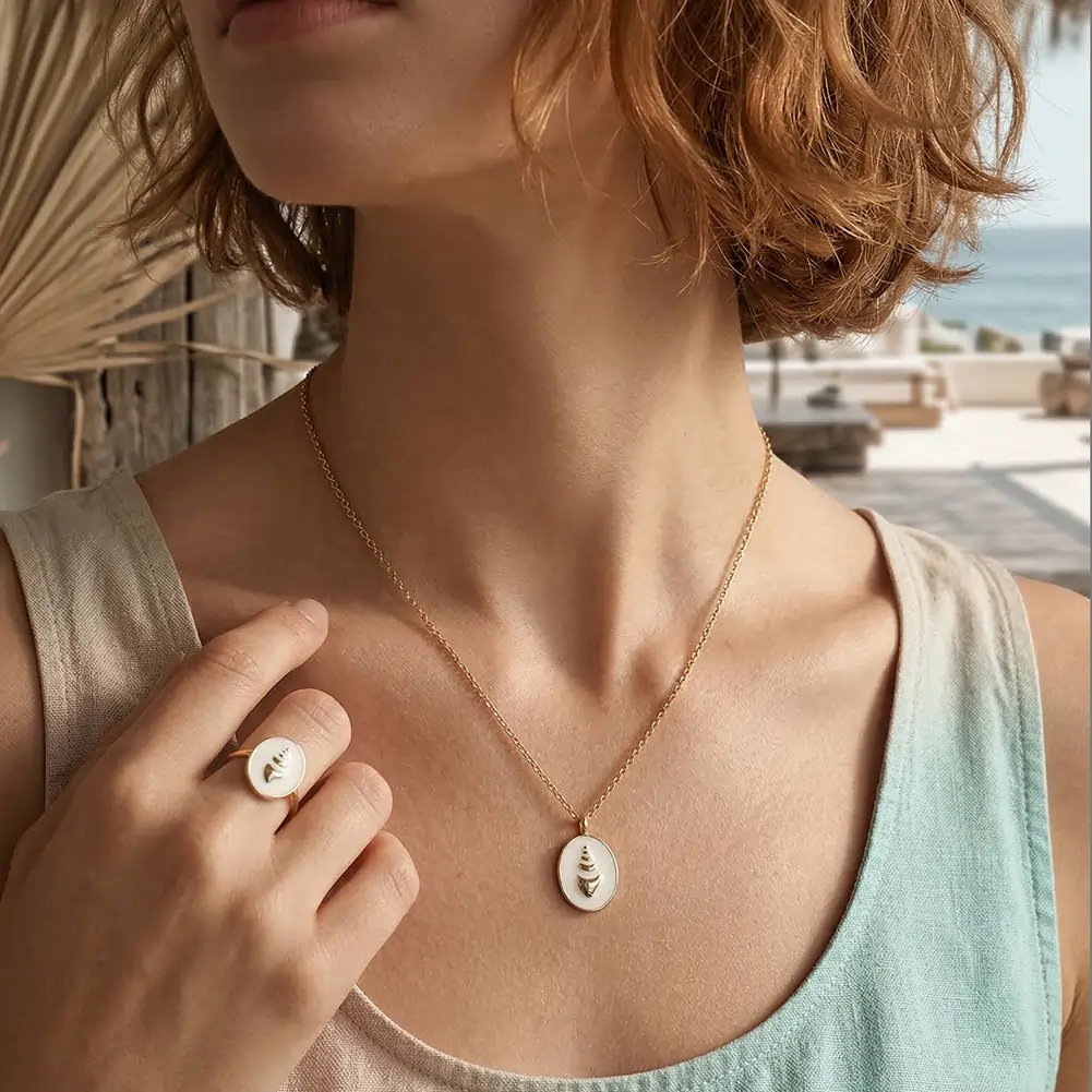 Colier din argint Conch Auriu [5]