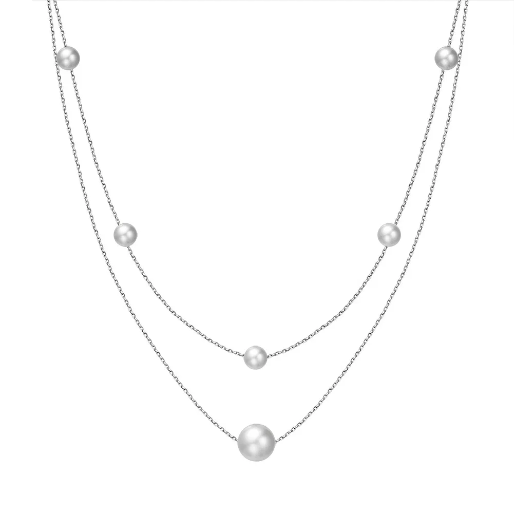 Colier din Argint cu perle naturale de cultură Double Layer Silver [1]