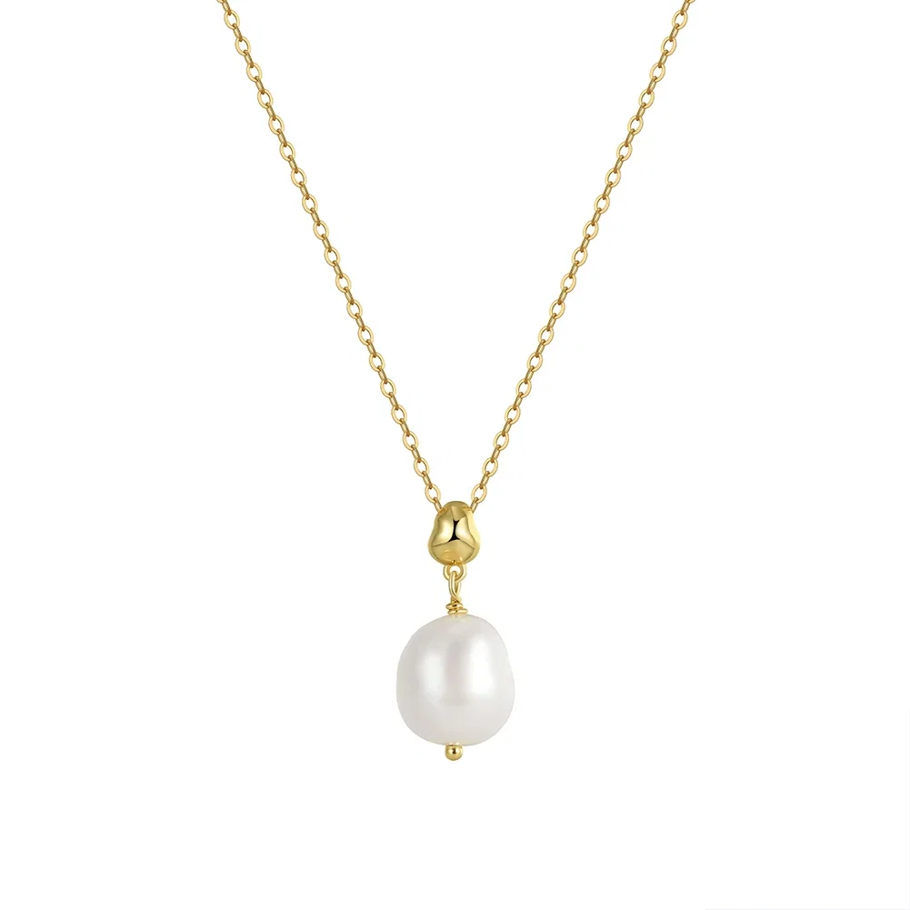 Colier din Argint cu Perle Naturale de Cultură Elegant Pearl Baroque Gold [1]