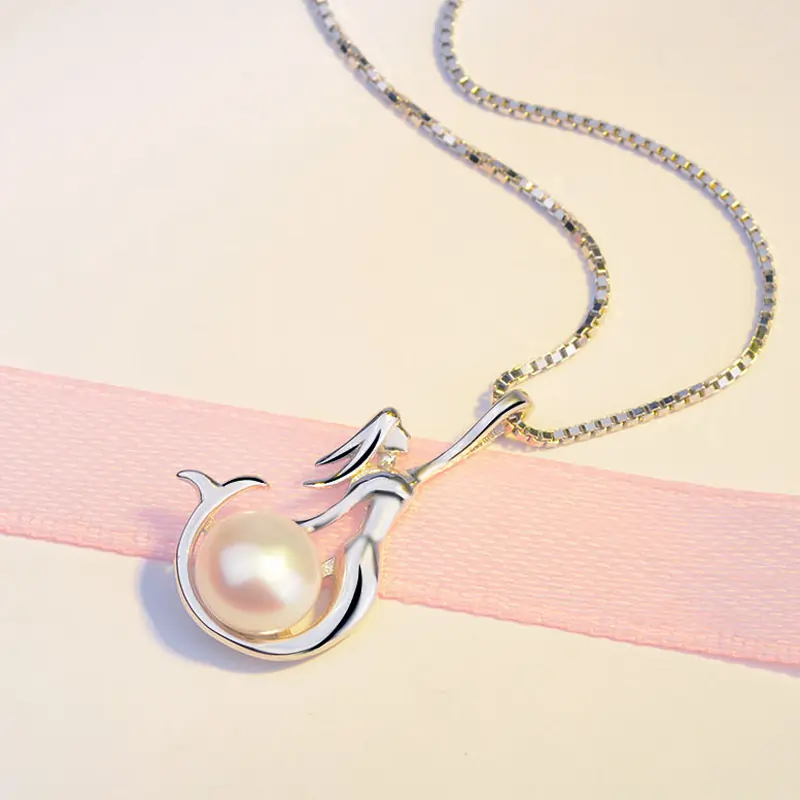 Colier din Argint cu Perle Naturale de Cultură Mermaid's Pearl Silver [5]