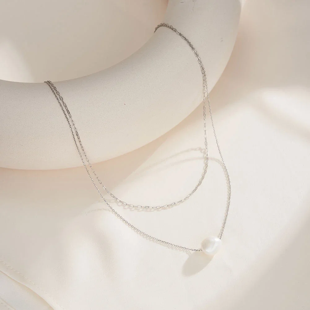 Colier din Argint cu Perle Naturale de Cultură Layer Silver [2]