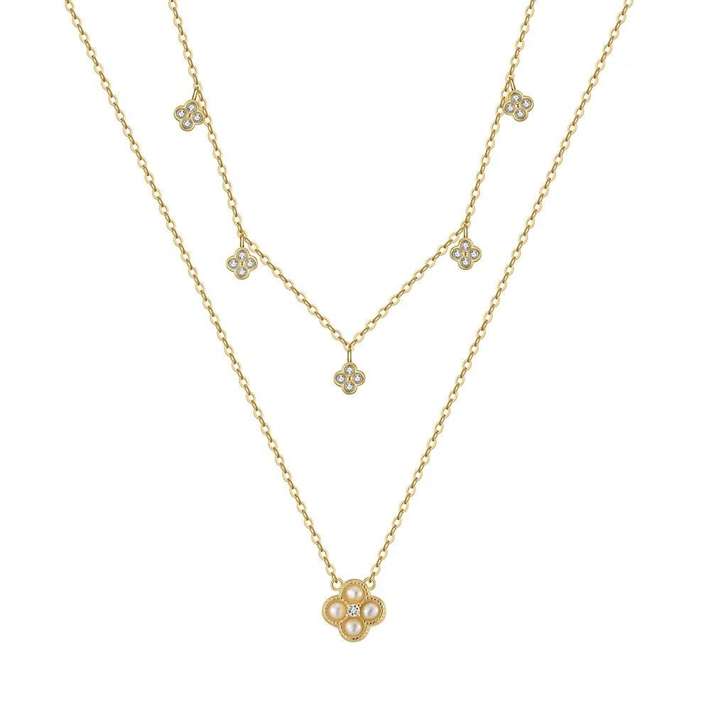 Colier din Argint cu Perle Naturale de Cultură Layered Gold [1]