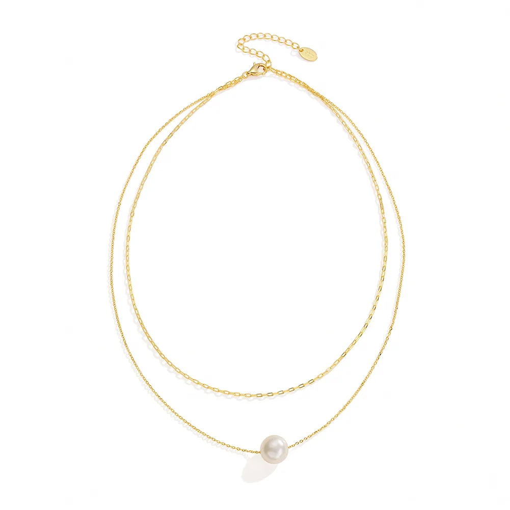 Colier din Argint cu Perle Naturale de Cultură Layered Gold [1]