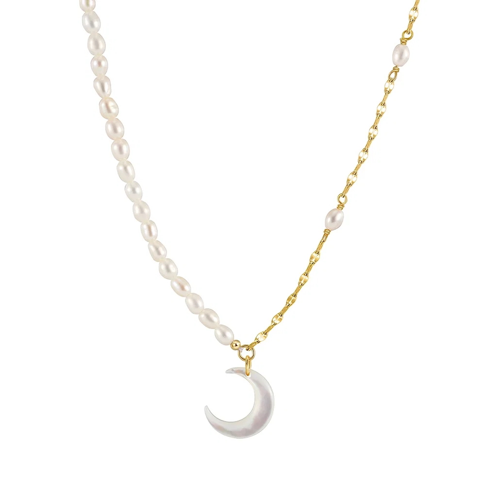 Colier din Argint cu Perle Naturale de Cultură Luna Charm Gold [1]