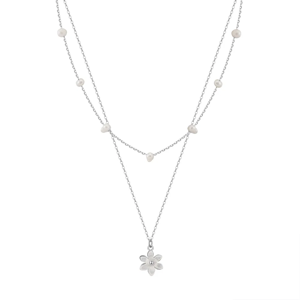 Colier din Argint cu Perle Naturale de Cultură Pearl Bloom Silver [1]