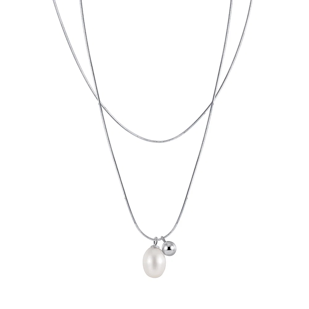 Colier din Argint cu Perle Naturale de Cultură Pearl Duo Silver [1]