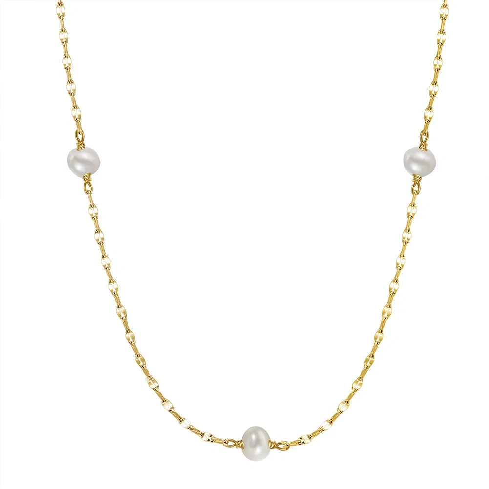Colier din Argint cu Perle Naturale de Cultură Twisted Pearl Gold [1]