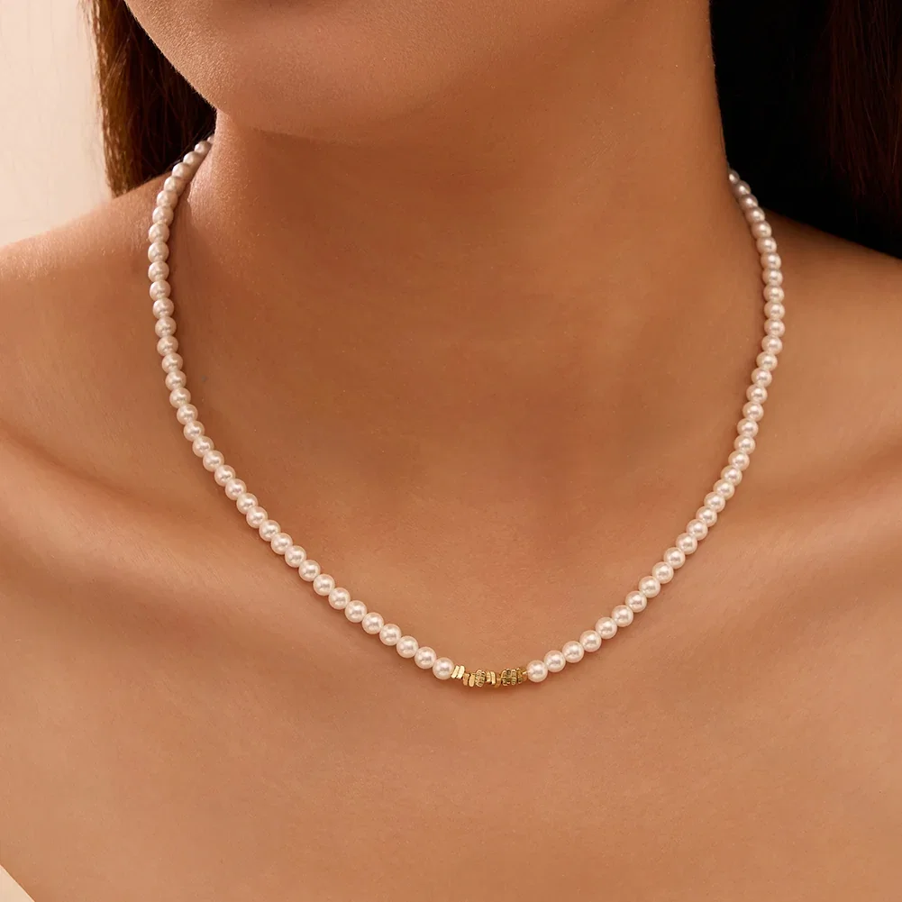 Colier din argint cu perle shell Beads Auriu [3]