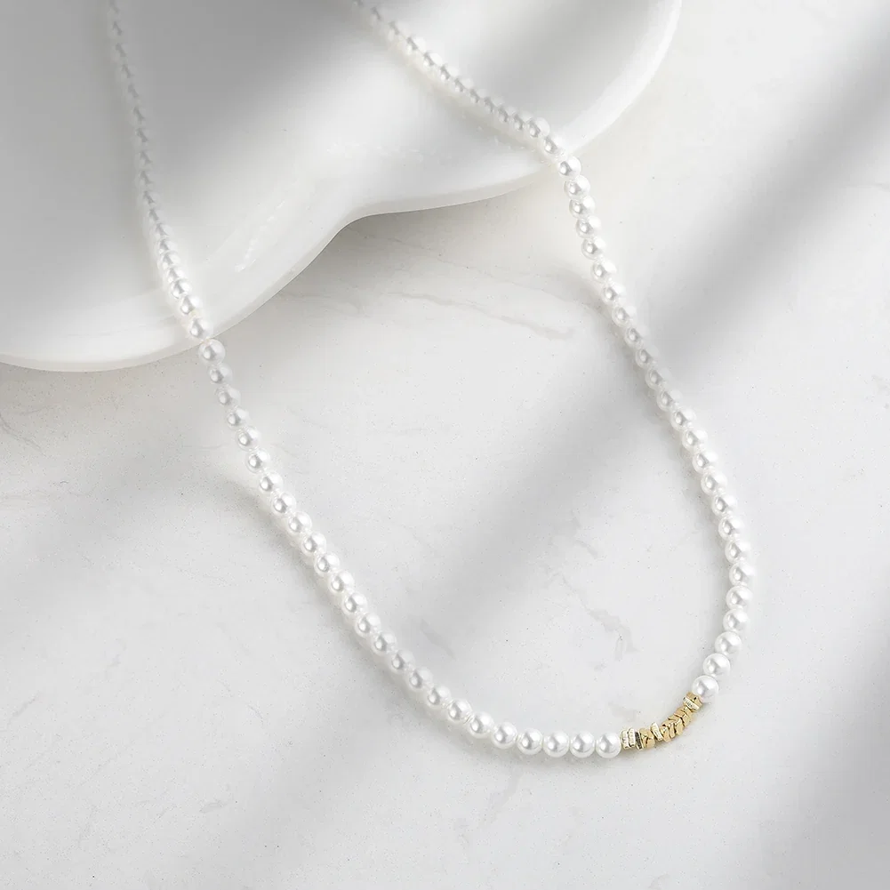 Colier din argint cu perle shell Beads Auriu [2]