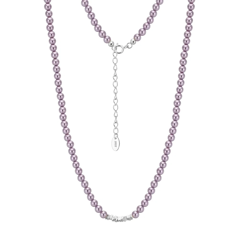 Colier din argint cu perle shell Beads Lila Argintiu [1]