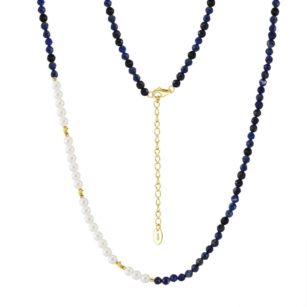 Colier din Argint cu Perle și Piatră Naturală Lapis Lazuli Harmony Gold [1]