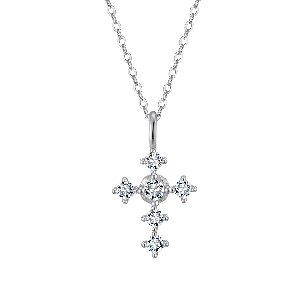 Colier din argint cu zirconiu Cross Argintiu [1]