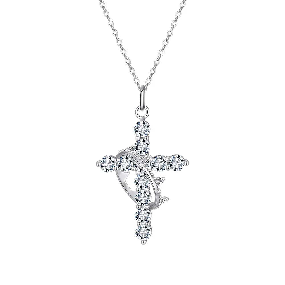 Colier din argint cu zirconiu Cross Crown Argintiu [1]