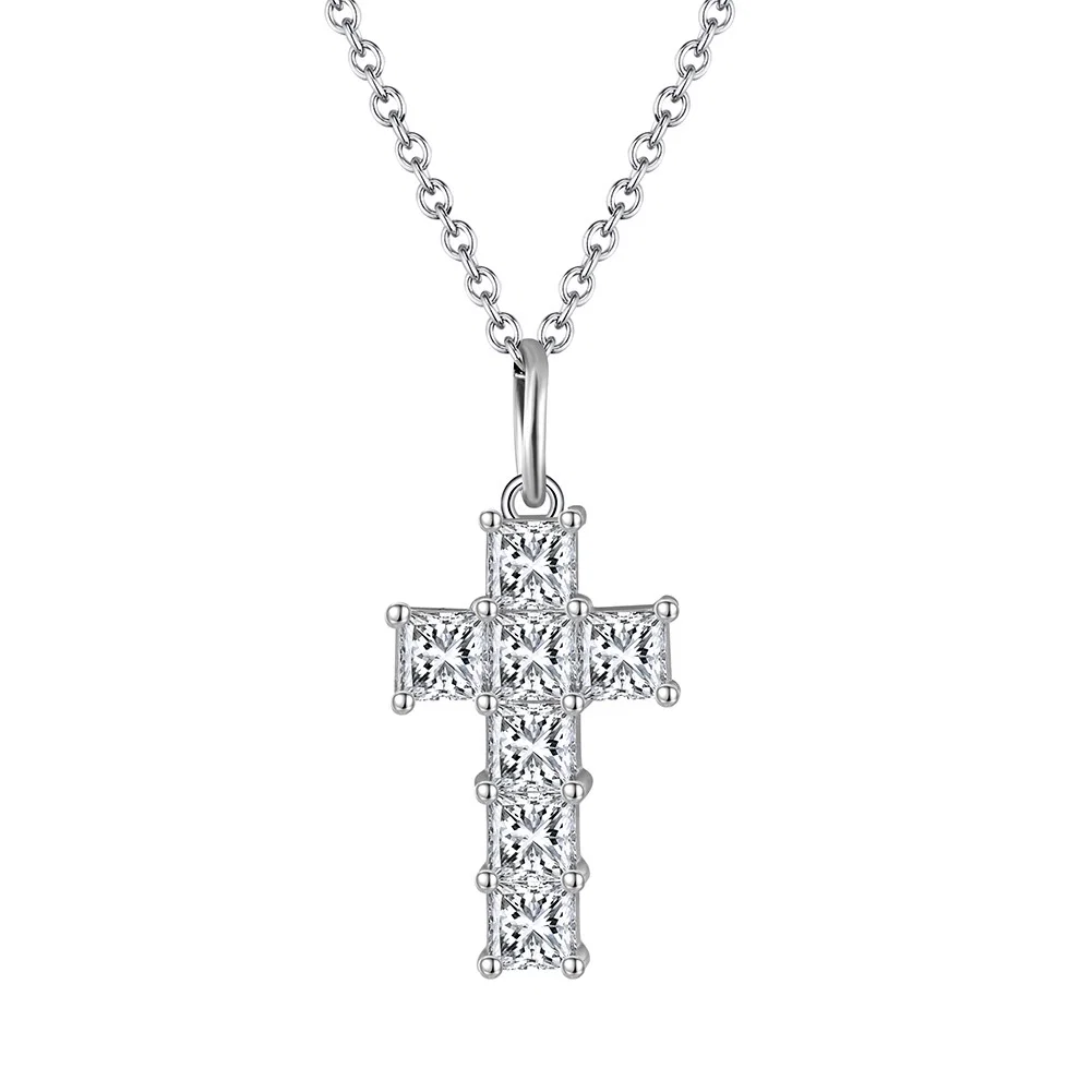 Colier din argint cu zirconiu Cross Crystal Argintiu [1]