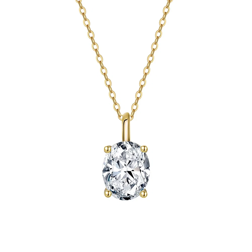 Colier din argint cu zirconiu Oval Solitaire Auriu [1]