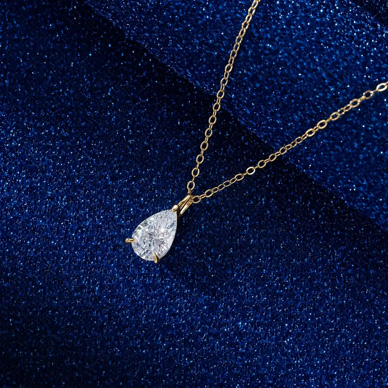 Colier din argint cu zirconiu Pear Solitaire Auriu [2]