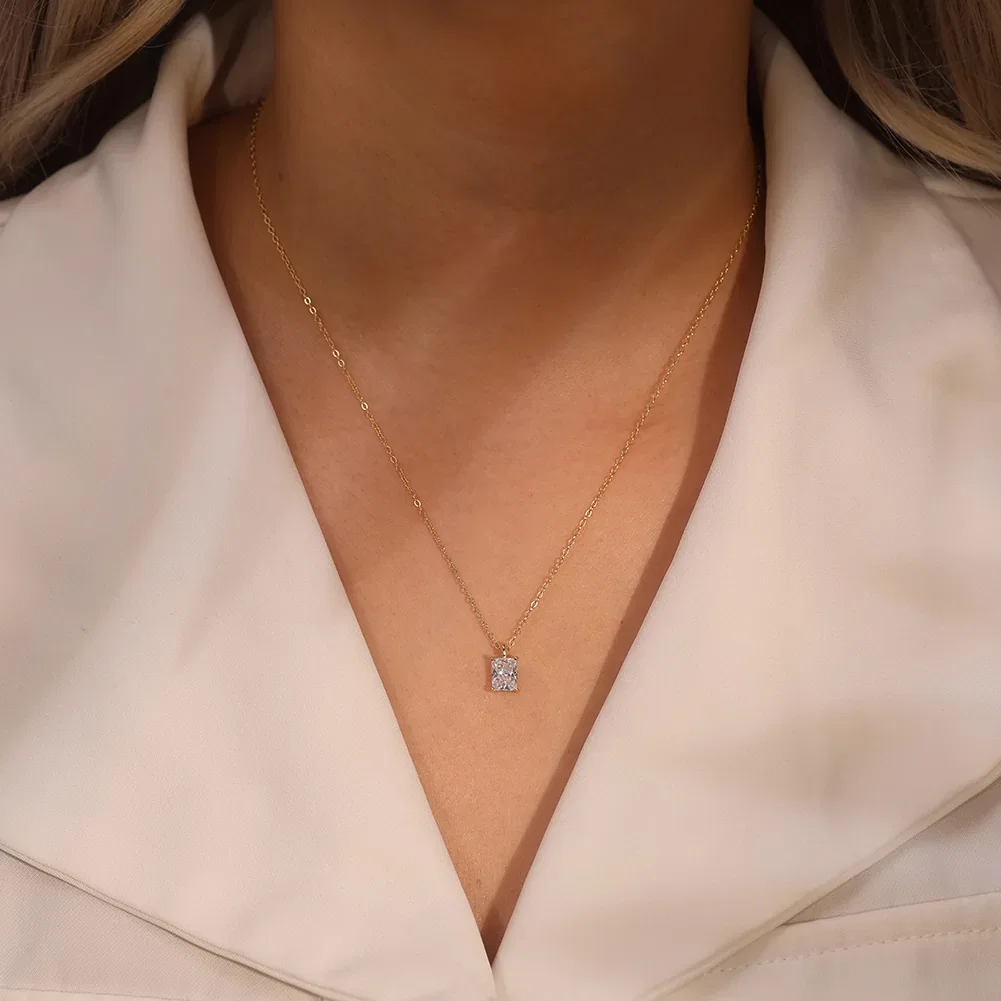 Colier din argint cu zirconiu Radiant Solitaire Argintiu [3]