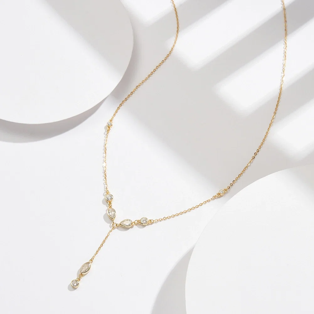 Colier din Argint Gold Crystal Drop [3]