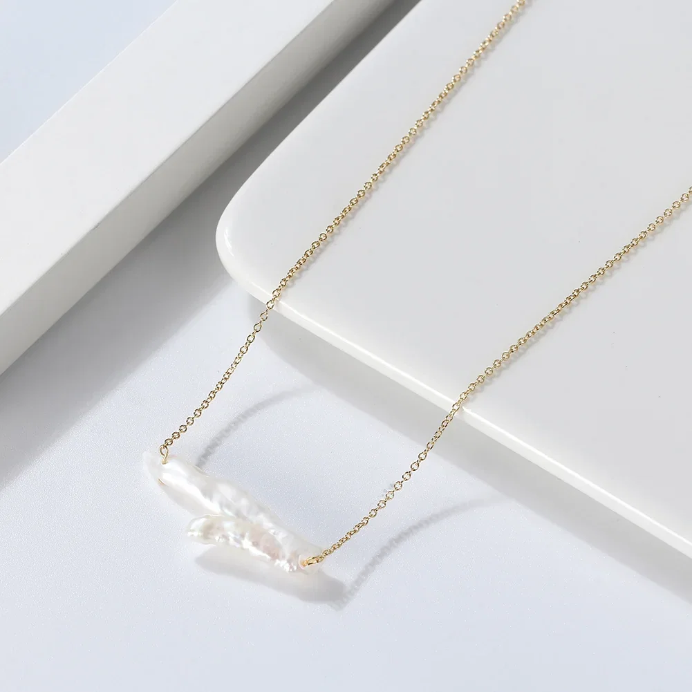 Colier din Argint Organic Pearl Bar [2]